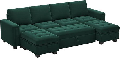 Belffin Modular Sectional Sleeper Sofa with Pull Out Bed Velvet Convertible