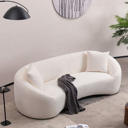 Curved 3 Seater Sofa For Living Room - White - Marijuana Mama