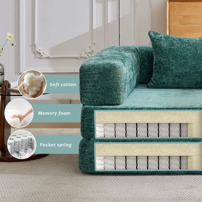 Convertible Floor Sofa Bed With Pillow Back Support Armrest - Marijuana Mama