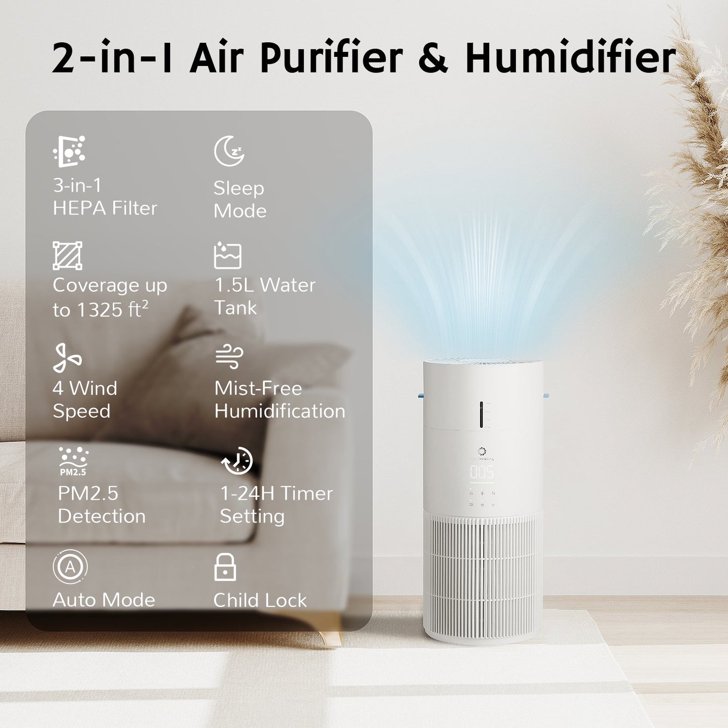 Ethereal Rain Air Purifier & Humidifier Combo