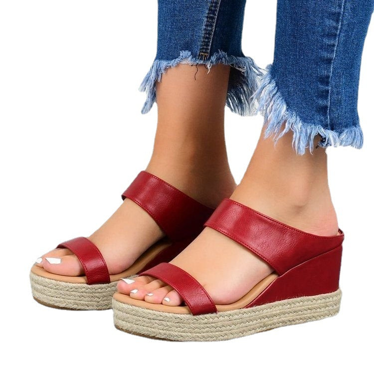 European Wedge Hemp Rope Sandals
