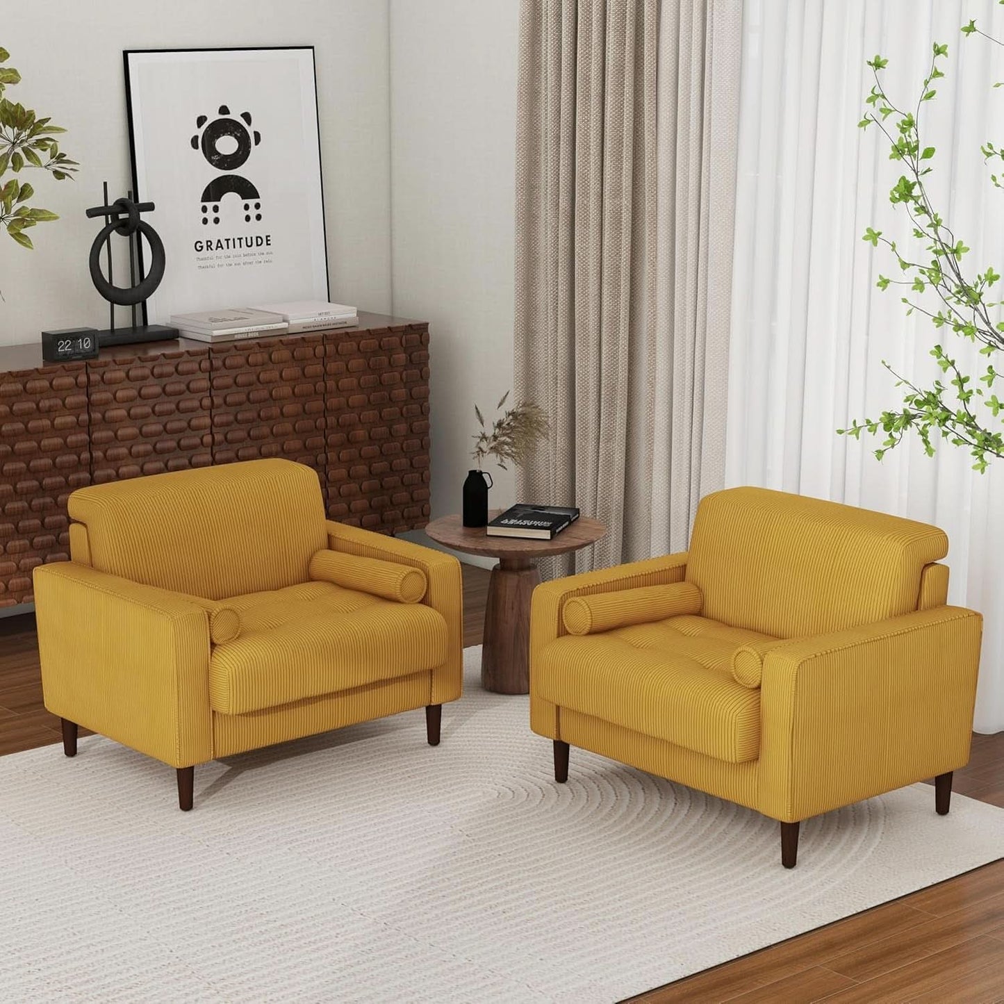 Mid Century Modern Oversized Corduroy Accent Chair