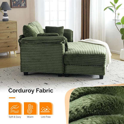 Oversized Corduroy Lounge Chair With Armrests