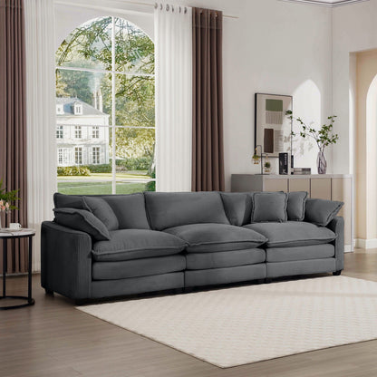 Mid-Century Modern 3 Seater Sectional Sofa With Arm And Throw Pillows - Marijuana Mama
