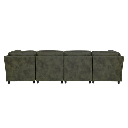 Olive Modular Faux Leather Sectional Sofa