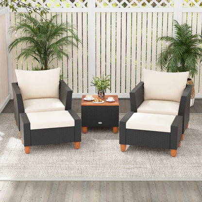 5 Pieces Patio Furniture Set with Loveseat and Armchairs - Marijuana Mama