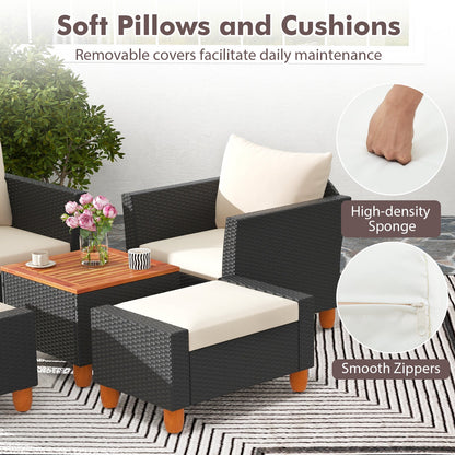 5 Pieces Patio Furniture Set with Loveseat and Armchairs - Marijuana Mama