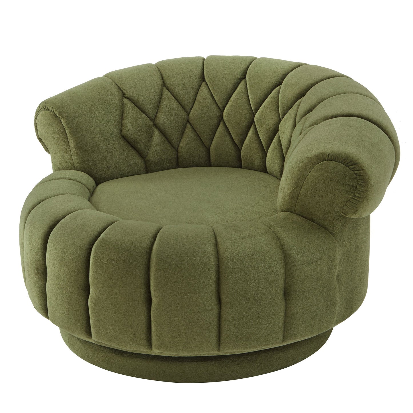 Swivel Accent Chair 360 Degree Chenille Green Oversized Round