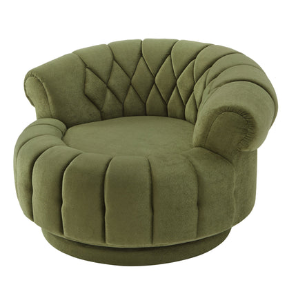 Swivel Accent Chair 360 Degree Chenille Green Oversized Round