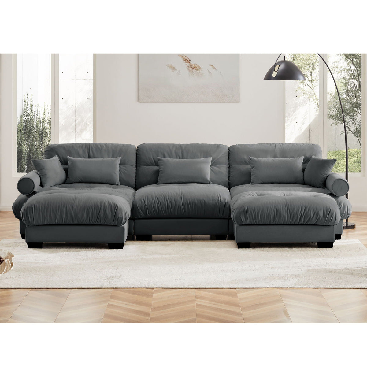 Super Comfort Oversized Modular Sectional Sofa With Movable Ottoman - Marijuana Mama
