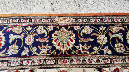 Stunning 1950s Persian Qum Silk Rug - 4.6 x 6.7