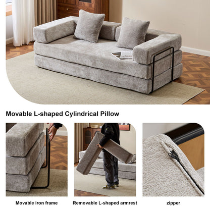 Convertible Floor Sofa Bed With Pillow Back Support Armrest - Marijuana Mama