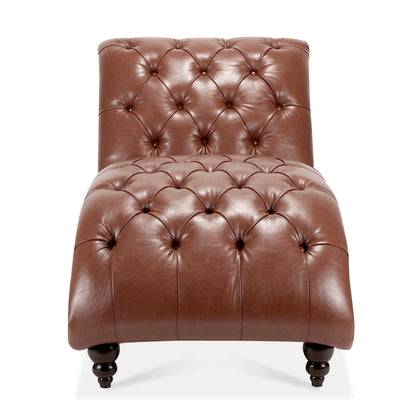 Brown Tufted Armless Chaise Lounge