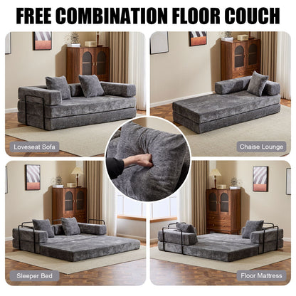Convertible Floor Sofa Bed With Pillow Back Support Armrest - Marijuana Mama