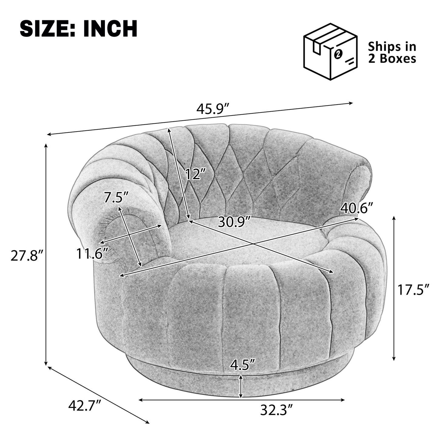 Swivel Accent Chair 360 Degree Chenille Green Oversized Round