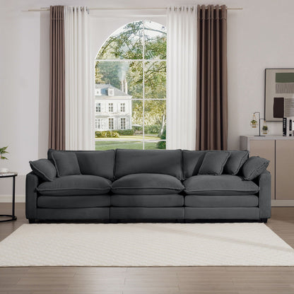 Mid-Century Modern 3 Seater Sectional Sofa With Arm And Throw Pillows - Marijuana Mama