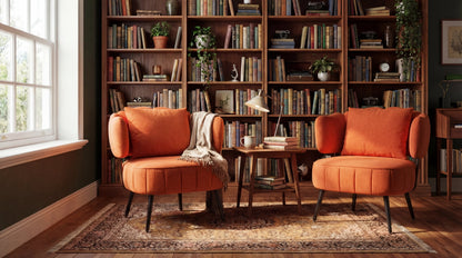 Chenille Orange Accent Chair