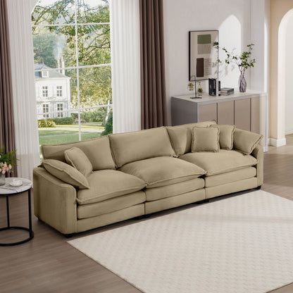 Mid-Century Modern 3 Seater Sectional Sofa With Arm And Throw Pillows - Marijuana Mama