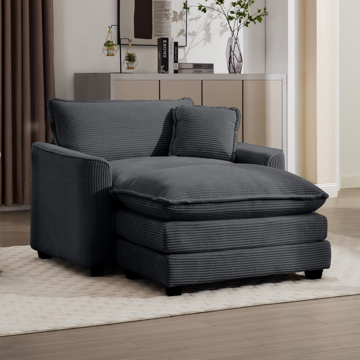 Classic Modern Comfortable Single Chair Deep Seat Sofa With Footstool - Marijuana Mama