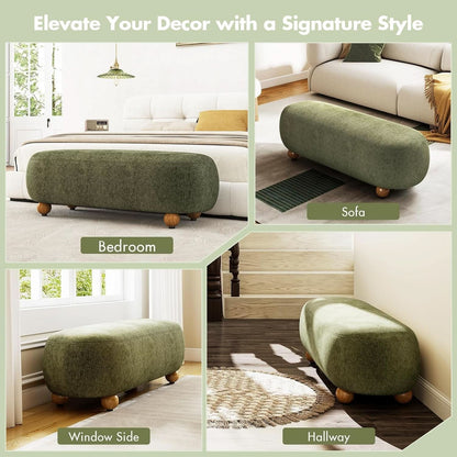 Green Velvet Bench Cushioned Seat