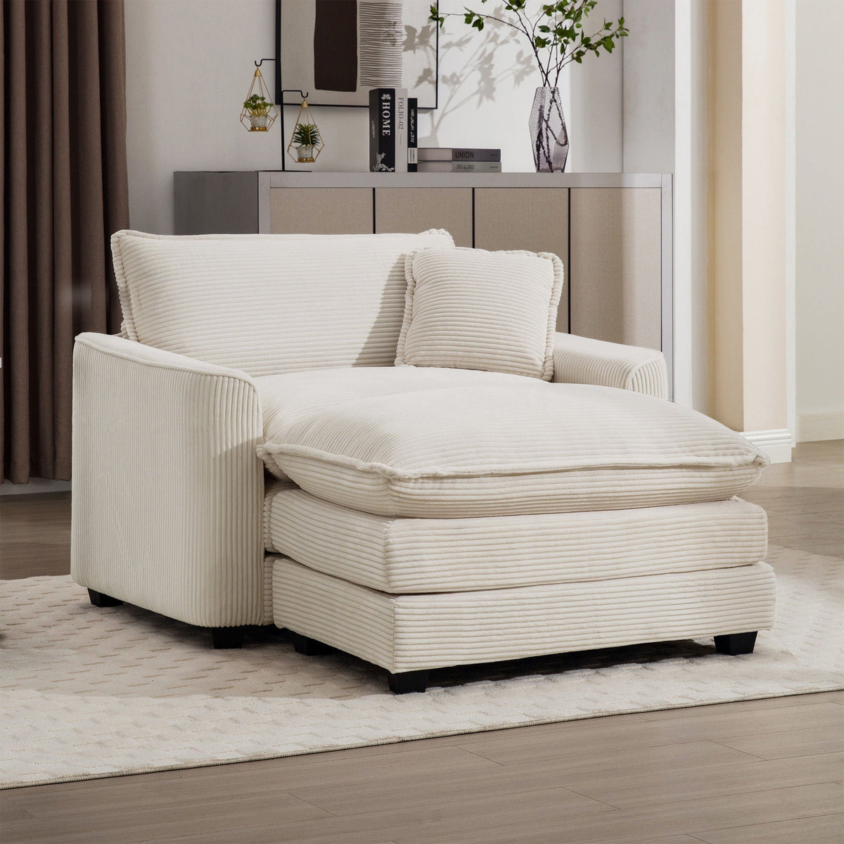 Classic Modern Comfortable Single Chair Deep Seat Sofa With Footstool - Marijuana Mama