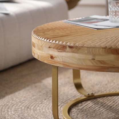 Modern Round Coffee Table With Wooden Carving Pattern - Marijuana Mama
