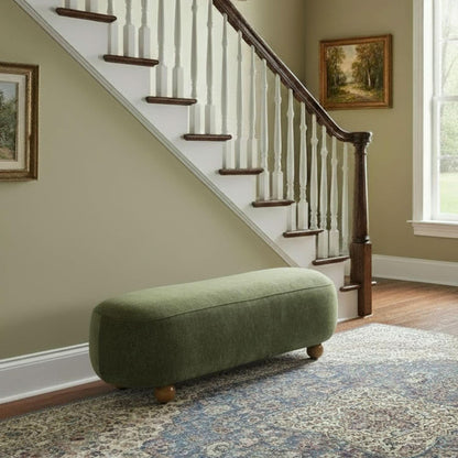 Green Velvet Bench Cushioned Seat