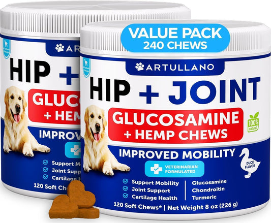 Hemp Hip & Joint Supplement for Dogs- 240 Count 2-Pack