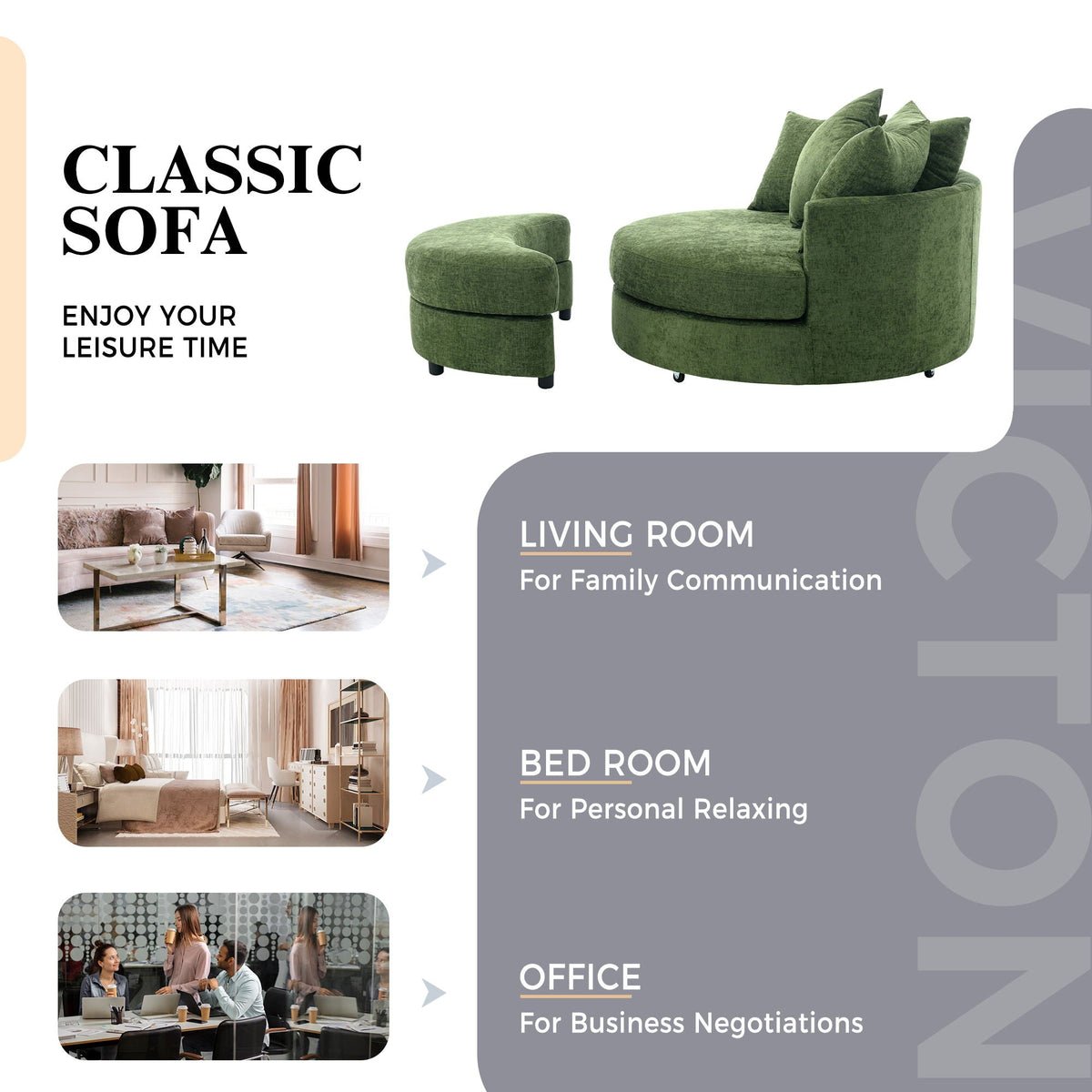 360° Swivel Accent Barrel Chair With Storage Ottoman & 4 Pillows - Marijuana Mama