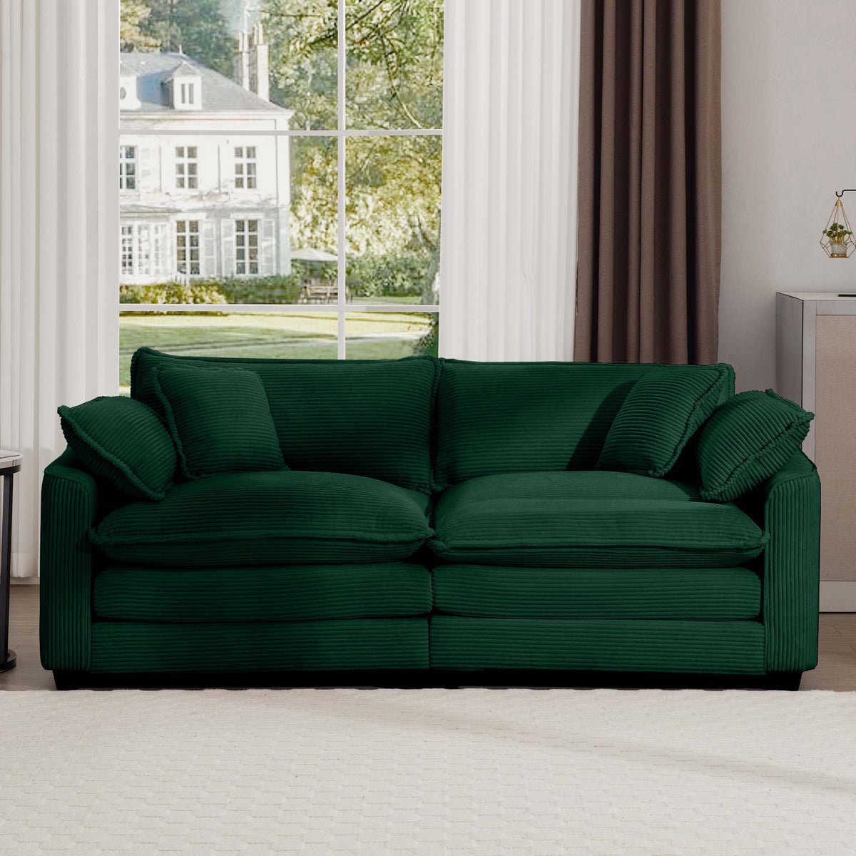 Modern 2 Seater With 4 Pillows, Upholstered Deep Seating Loveseat - Marijuana Mama