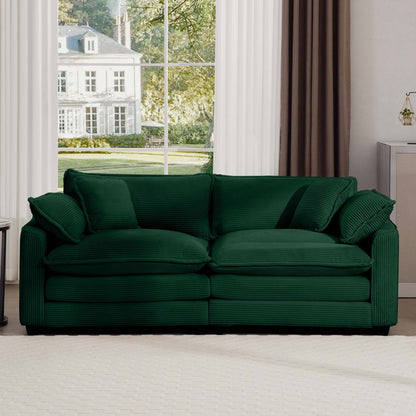 Modern 2 Seater With 4 Pillows, Upholstered Deep Seating Loveseat - Marijuana Mama