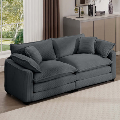 Modern 2 Seater With 4 Pillows, Upholstered Deep Seating Loveseat - Marijuana Mama