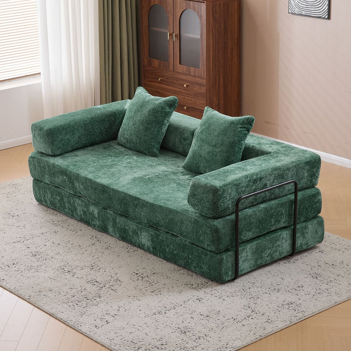 Convertible Floor Sofa Bed With Pillow Back Support Armrest - Marijuana Mama