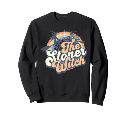 Stoner Witch Rainbow Weed Leaf Sweatshirt