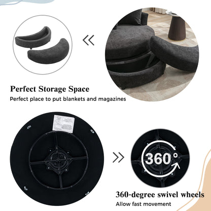 360° Swivel Accent Barrel Chair With Storage Ottoman & 4 Pillows - Marijuana Mama