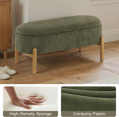 Green Oversized Storage Solution Bench Ottoman