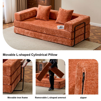 Convertible Floor Sofa Bed With Pillow Back Support Armrest - Marijuana Mama