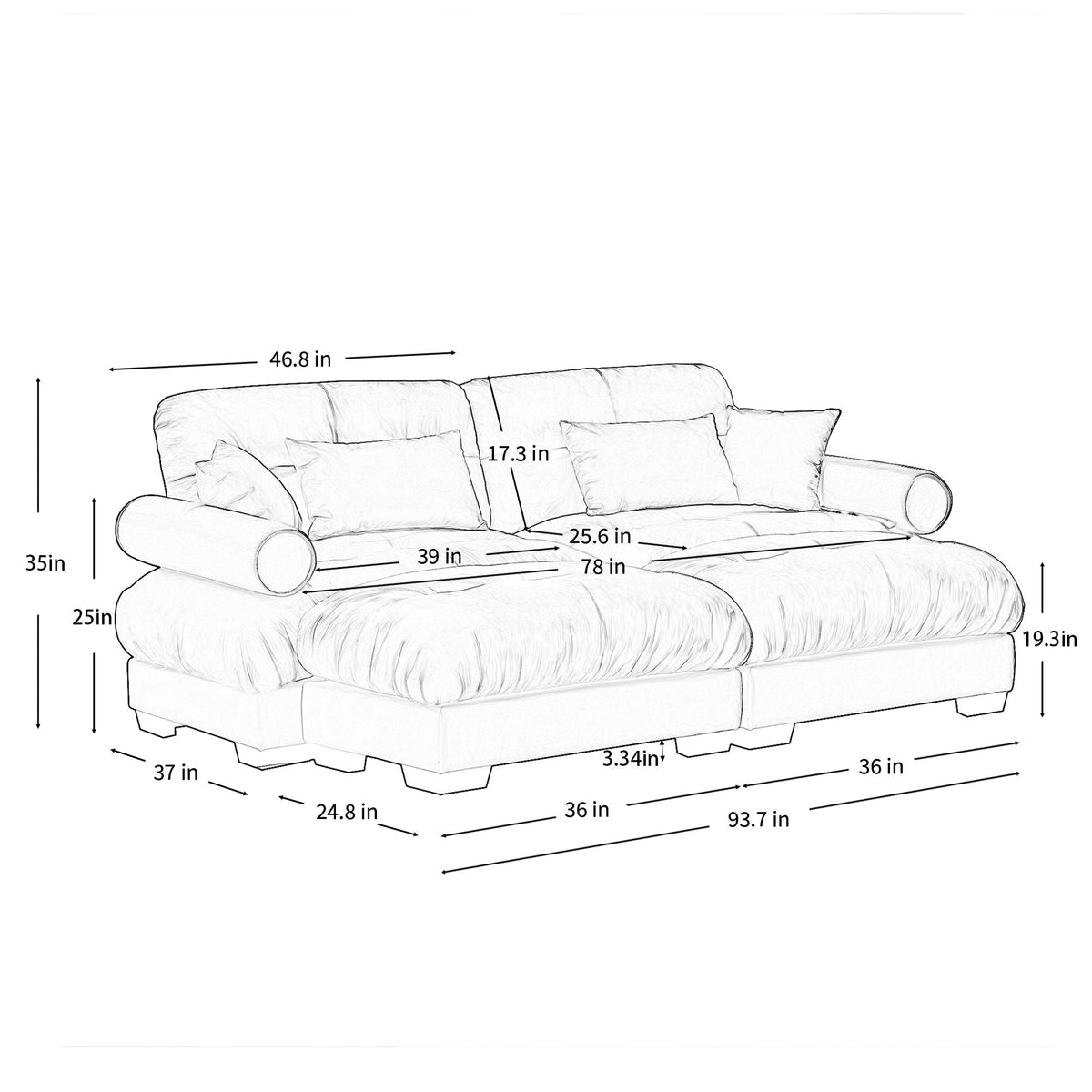 Super Comfort Oversized Modular Sectional Sofa With Movable Ottoman - Marijuana Mama