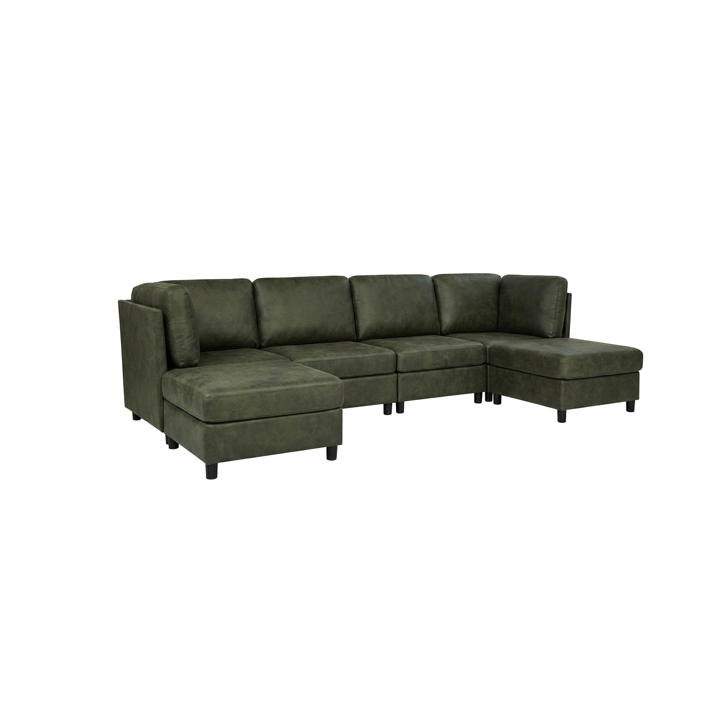 Olive Modular Faux Leather Sectional Sofa