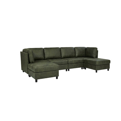 Olive Modular Faux Leather Sectional Sofa
