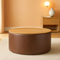 Upholstered Brown Wood Top Storage Ottoman