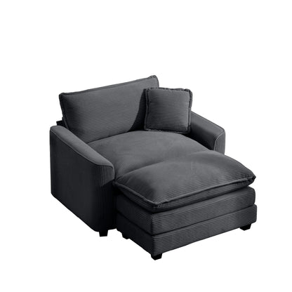 Classic Modern Comfortable Single Chair Deep Seat Sofa With Footstool - Marijuana Mama