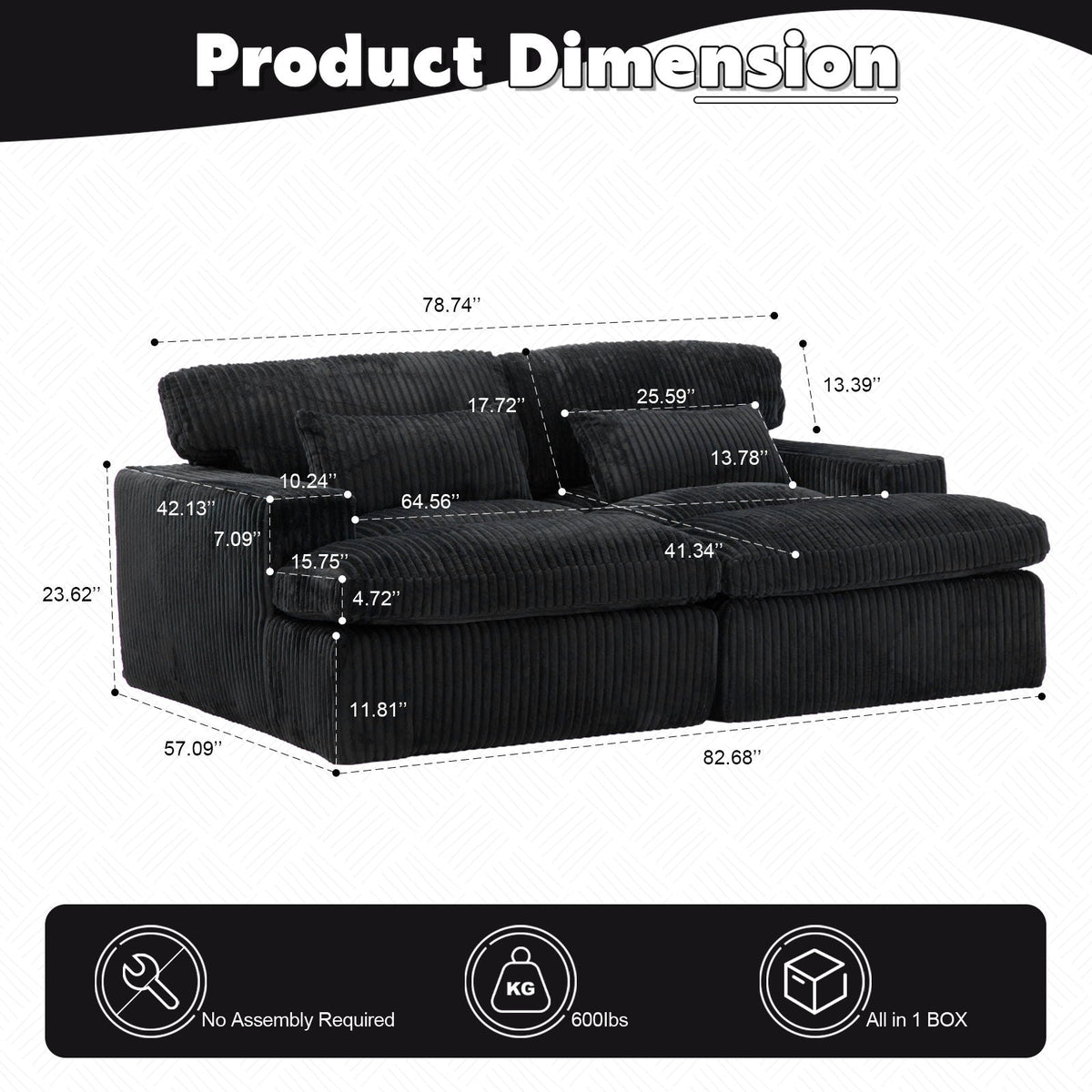 Double Chaise Lounge Chair, Oversized Upholstered Sleeper Cloud Couch - Marijuana Mama