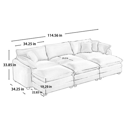 Modern Oversized Modular Cushion Sofa With Ottoman - Marijuana Mama