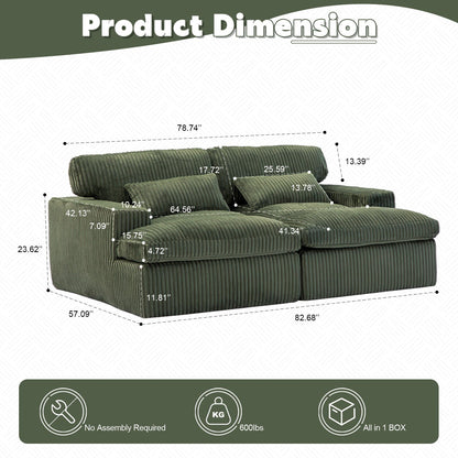 Double Chaise Lounge Chair, Oversized Upholstered Sleeper Cloud Couch - Marijuana Mama