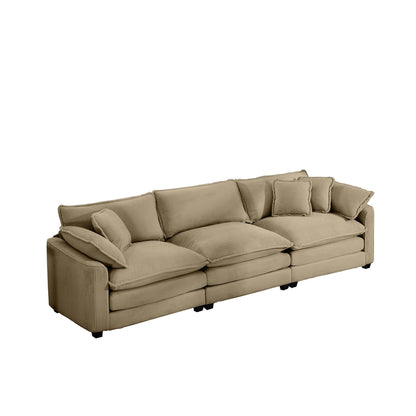 Mid-Century Modern 3 Seater Sectional Sofa With Arm And Throw Pillows - Marijuana Mama