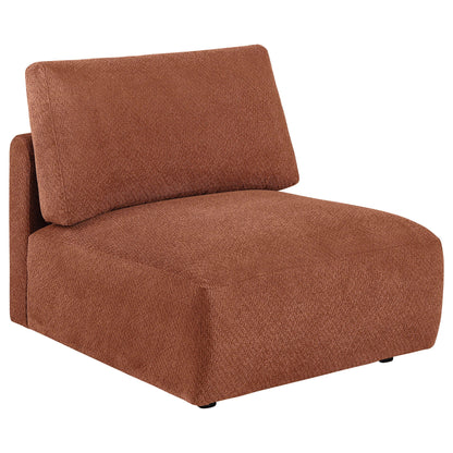 Elysia Chenille Upholstered Modular Armless Chair-Coral - Marijuana Mama