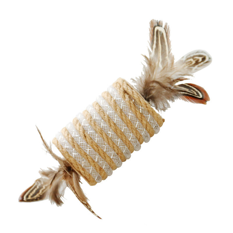 Toy With Cat Feathers Hemp Rope For Scratching
