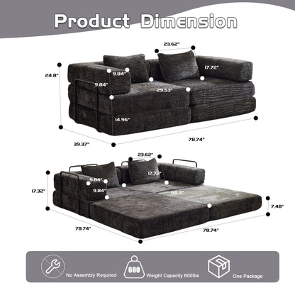 Convertible Floor Sofa Bed With Pillow Back Support Armrest - Marijuana Mama