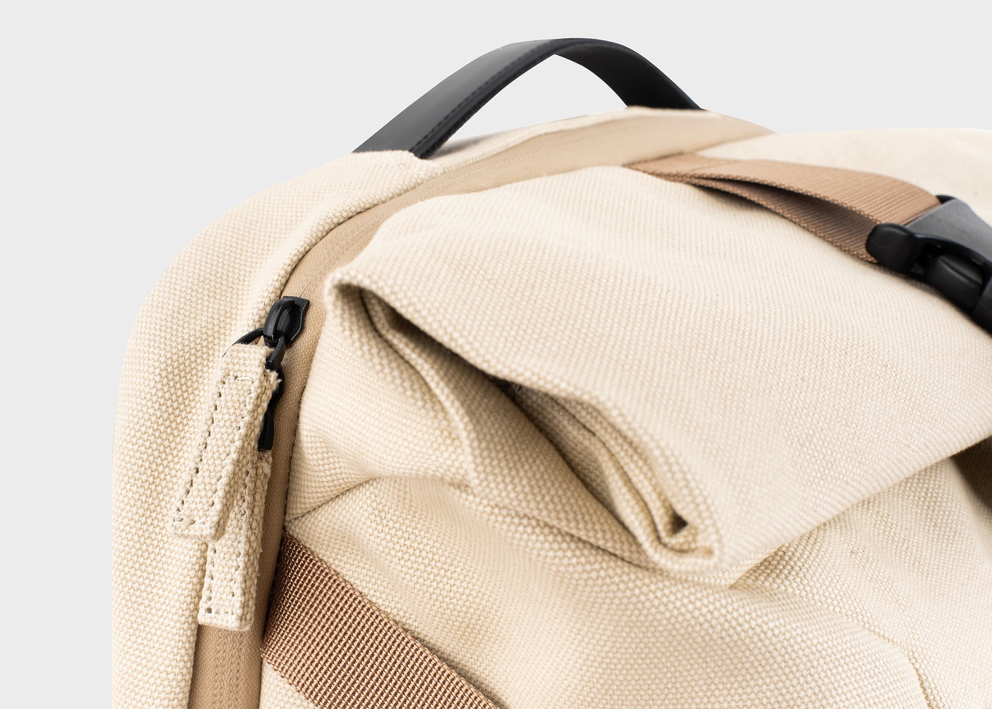 Nomad Hemp Rolltop Backpack in Beige and Green